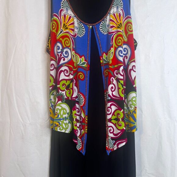 Joyous & Free Dress Sleeveless Beaded Patterned Attached Vest Size Medium - Picture 4 of 11